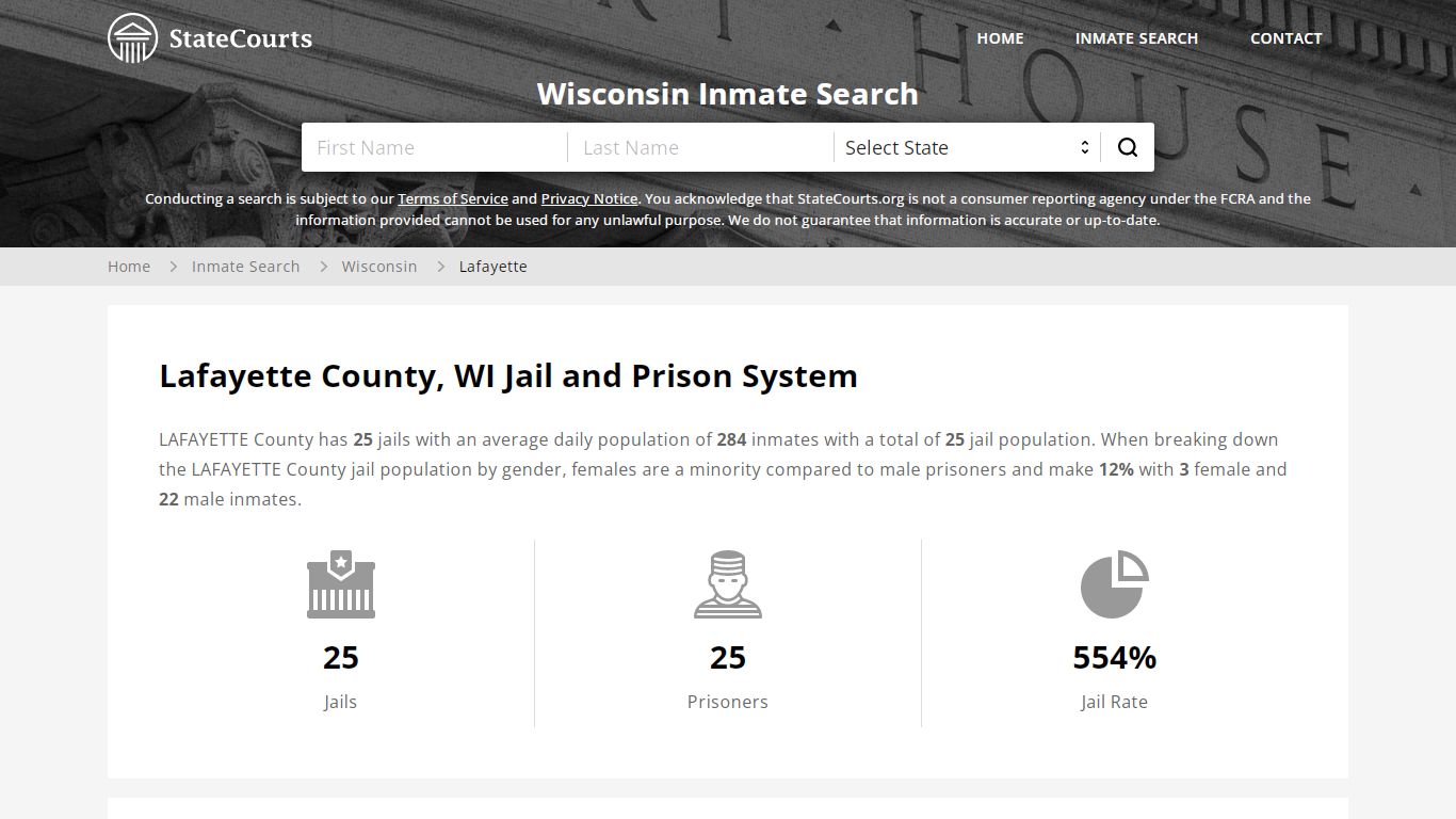 Lafayette County, WI Inmate Search - StateCourts